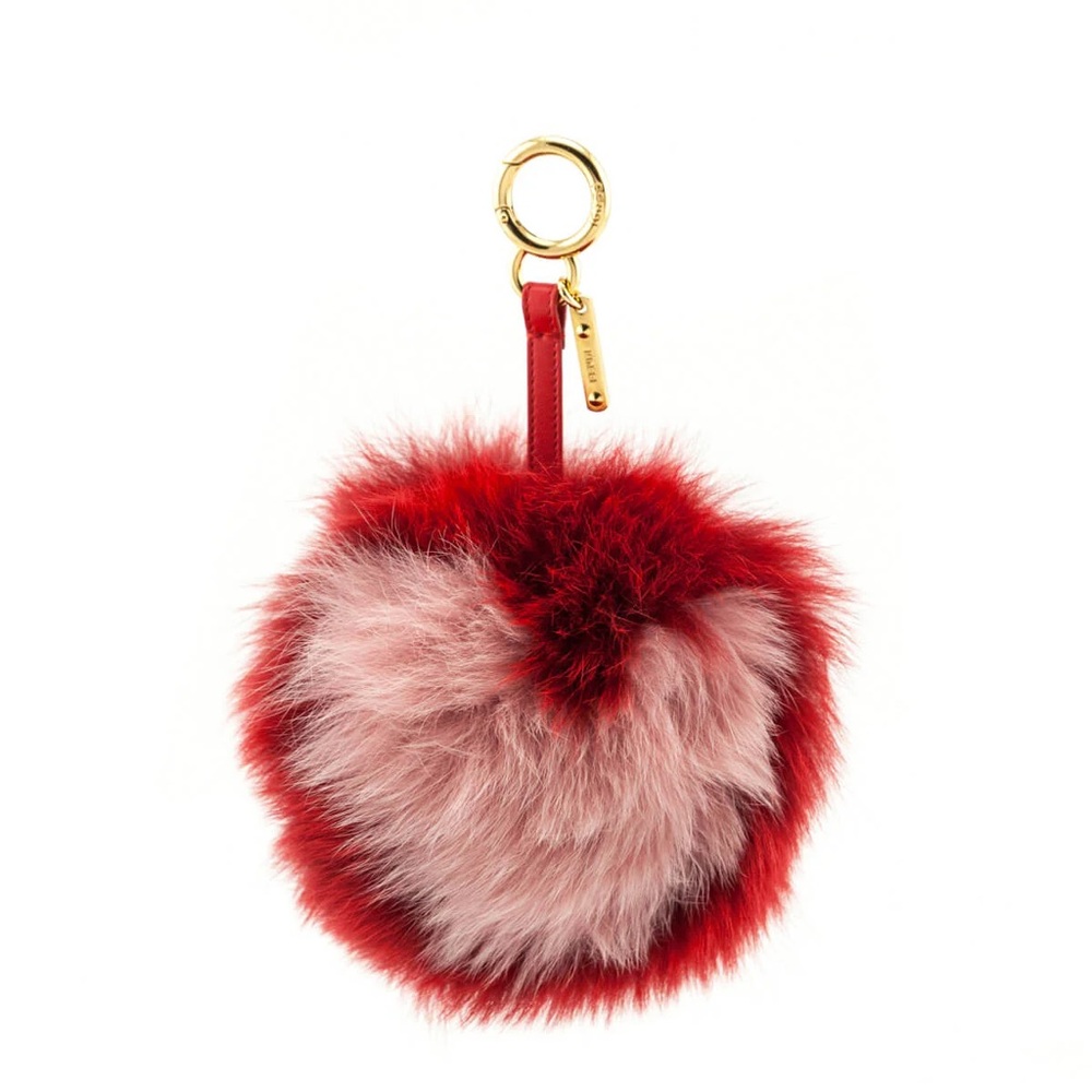 Fendi Red Heart Keychain Pom Pom